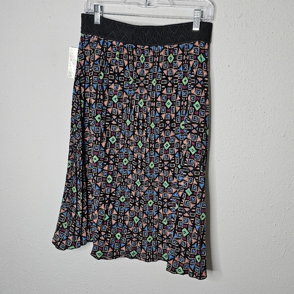 Lularoe Jill Pleated Accordion Skirt Geometric Black Multicolor Size M Medium - Picture 4 of 7